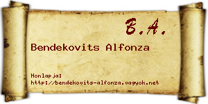 Bendekovits Alfonza névjegykártya